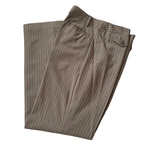 Ann Taylor Tan white pinstripes Curvy fit polyester/rayon fully lined dress pant